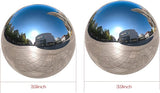 Nerien Gazing Ball, 3.9" Stainless Steel Garden Mirror Globe, Polished Ornament Sphere, Hollow Floating Reflective Hemisphere, for Home Outdoor Pond Housewarming Swimming Pool Decoration, Silver, 2pcs