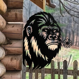 WADORN Big Foot Metal Garden Fence Art, Wild Man Farmhouse Statue Sasquatch Outdoor Decor Big Foot Silhouette Decorative Backyard Stake Metal Savage Ornament Funny Wall Decoration for Garden Patio