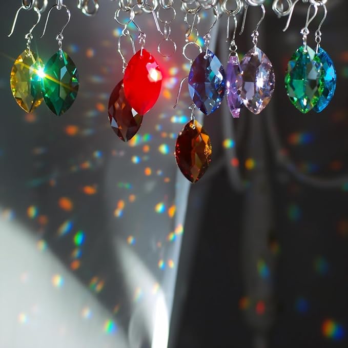 10pcs Crystal Prism Multi Colors Hanging Glass Ornament Horse Eye Pendant for Chandelier, Window Décor