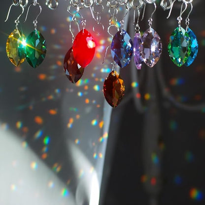 10pcs Crystal Prism Multi Colors Hanging Glass Ornament Horse Eye Pendant for Chandelier, Window Décor