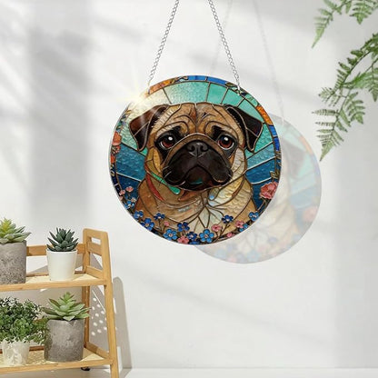 Dog Acrylic Suncatcher, Artistic Colorful Acrylic Suncatcher, Indoor Window Wall Art, Hand-Painted Sun Catcher Garden Hangings, Animal Lover Home Decor, Housewarming Gift, Dog Mom Gift