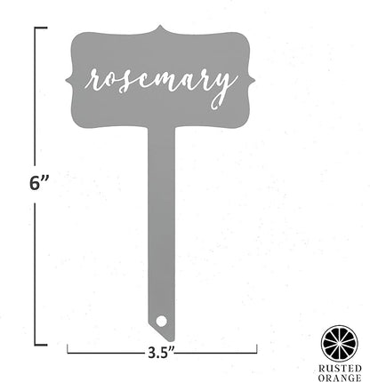 ROCC RUSTED ORANGE CRAFTWORKS CO. Window Garden Markers (5 Pack) – 60+ Varieties, Metal Plant Markers for Outdoor Use, Weather-Resistant Labels & Tag Stakes for Herbs, Vegetables & Flowers