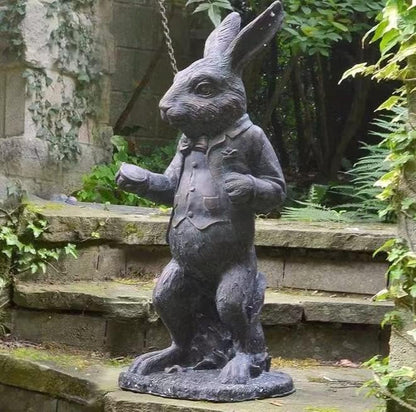 Wonderland Garden Sculpture,Bronze Finish,Alice and Wonderland Decor,Garden Statue Ornament for Indoor Outdoor Garden Patio Lawn Yard, The White Rabbit