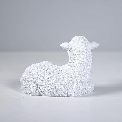 Outdoor Resin Sheep Sculpture Decoration Garden Farm Yard Gift Artificial Lamb Sculpture 5.9 x 3.9 x 3.5 inches