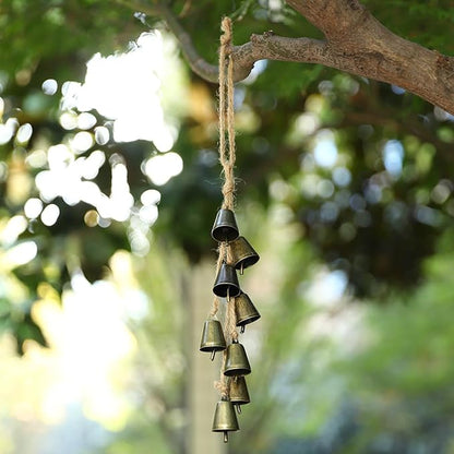 2 Pieces Witch Bells for Door Knob for Protection Handmade Witchcraf Door Hanging Bell Rustic Witch Wind Chimes for Boho Home Room Decor (Rustic)