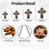 Mosaic Style Christian Cross Tiffany Effect Acrylic Suncatcher Stained Glass Effect Window Car Hanging Christmas Ornament Indoor Outdoor Decor Garden Sun Catcher Panel for Women Mom Grandma