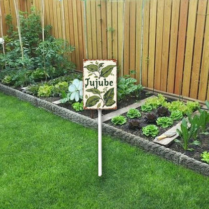 Uptell Vintage Aluminum Jujube Fruit Signs Yard Sign with Stake for Garden Fruit Garden Label Stakes Plant Markers for Outdoor Plants Waterproof 8x12 inch