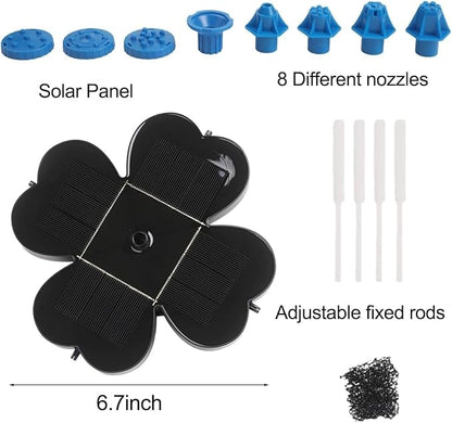 Solar Fountain Pump,Water Fountain Outdoor Garden with 8 Nozzles, for Bird Bath, Ponds, Garden and Fish Tank