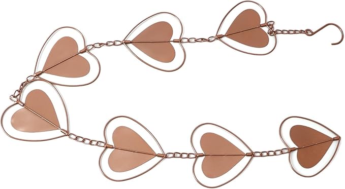 Metal Rain Chain Drainage Function Decorative Heart Shape Wind with Hook for Balcony Patio Hallway