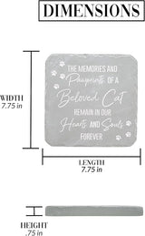 Pavilion Gift Company 25313 Cat Memorial-7.75" x 7.75" Garden Stone, Light Gray, White