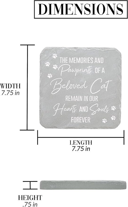 Pavilion Gift Company 25313 Cat Memorial-7.75" x 7.75" Garden Stone, Light Gray, White