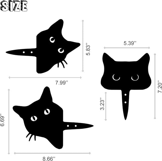Whimsical Black Metal Cat Statues (Set of 3) - Outdoor Yard Art, Halloween Decor, and Purr-FECT Gift for Cat Lovers