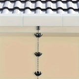 Upriver Lotus Rain Chain,3.93ft Black Iron Rain Chains for Gutters,Rust Resistant Rain Catchers for Divert Water and Indoor,Outdoor Decoration