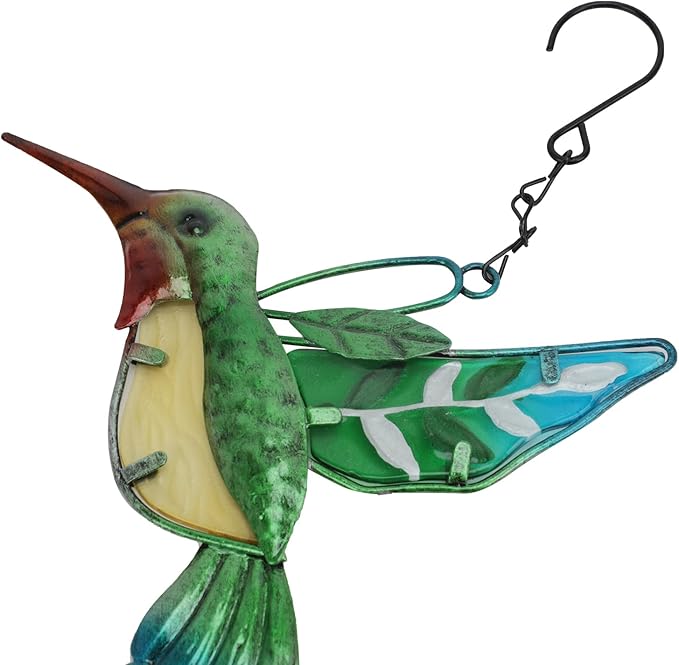 RUIXIA Crystal Hummingbird Suncatcher Stained Glass Beads Rainbow Maker Window Wall Hanging Prism Pendant Garden Outdoor Home Decor Ornaments, Green Hummingbird