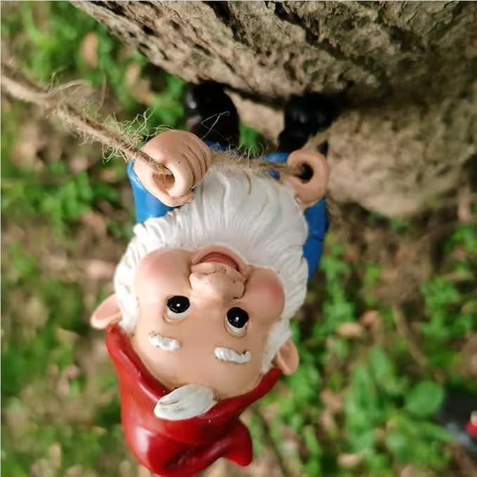 Climbing Gnomes Tree Faces Decor Outdoor for Yard - Cute Gnome Garden Statue Art Resin Dwarf Sculpture for Outdoor Decoration Ornaments