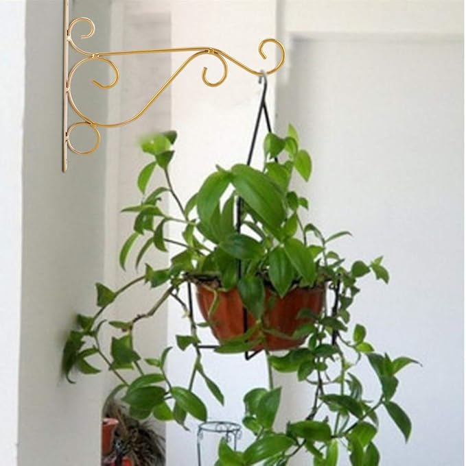 Plant Hanger Hanging Basket Hooks, Metal Plant Wall Hanger Outdoor Indoor Decor for Hanging Bird Feeders, Lanterns, Wind Chimes