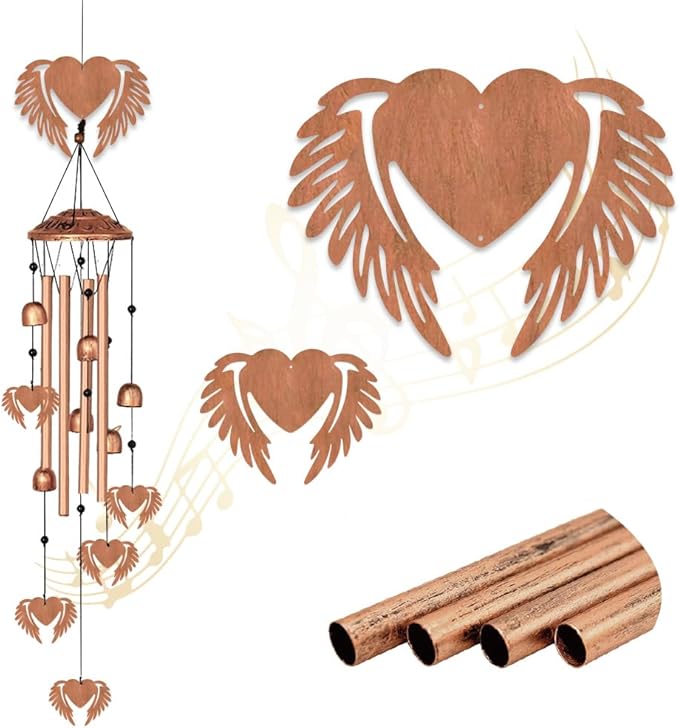 INFUNLY Outdoors Wind Chimes Love Wing Music Wind Chimes Large Aluminium Memorial Wind Chime Inspirational Gift for Women Garden Patio Home Decor