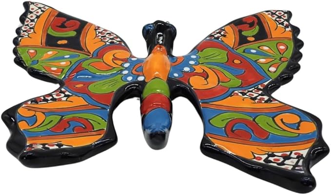 Wall Butterfly Medium Hand Painted Indoor Outdoor Multi Colored (Talavera)
