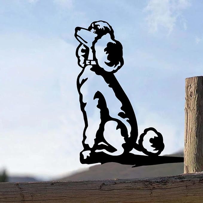 Metal Garden Dog Statue Ornament Gift Metal Art Dog Silhouette Decoration Steel Dogs Statue Decorative Garden Stakes for Yard, Lawn, Patio, Pathway (Poodle)