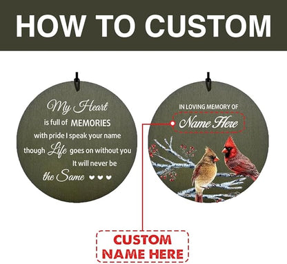 Personalized Wind Chimes 36inch, in Loving Memory of Sympathy Wind Chimes, Memorial Funeral Gifts, Cardinal Bird Deep Tone Wind Chime, Loss of Loved Dad/Mom Outdoor (Produced in USA)