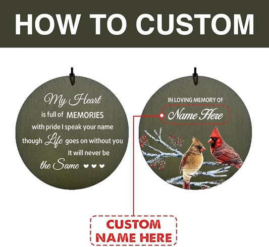 Personalized Wind Chimes 36inch, in Loving Memory of Sympathy Wind Chimes, Memorial Funeral Gifts, Cardinal Bird Deep Tone Wind Chime, Loss of Loved Dad/Mom Outdoor (Produced in USA)