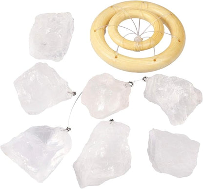 mookaitedecor Rock Quartz Raw Stones Rough Crystals Wind Chimes for Home Garden Decoration 17-21 Inches