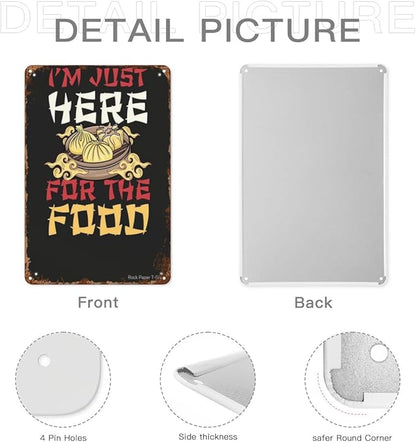 Vintage Metal Tin Sign I'm Just Here For The Food Chinese Year Dumplings Cny 2023 The Year Of The Rabbit Chinese Year 8x12 Inches Retro Wall Decor for Home,Garden,Patio,Office,Kitchen,Bedroom