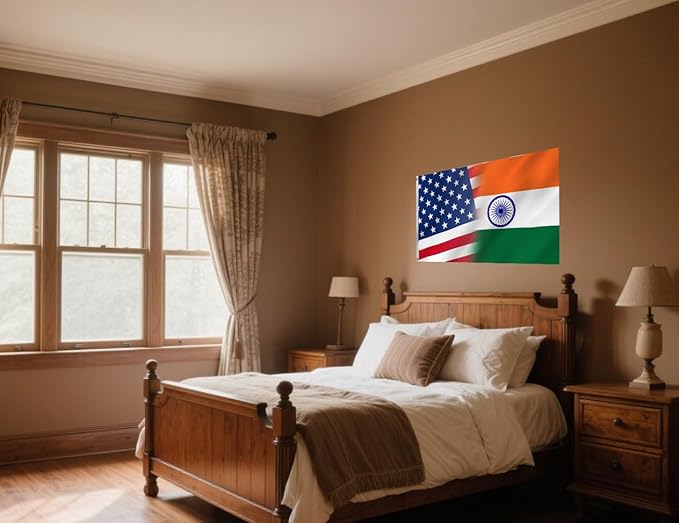 Indian American Combination Flag 3X5FT, US India Flags,Both Sides Printed, Men Women Banner,Vibrant Colors, Double Stitched with 2 Brass Grommets, Bar Garden Street Decoration, GYM, Office Decor,Indoor Outdoor Use,Gifts. (US-IN-X, 3x5ft)