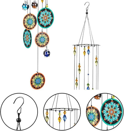 YUFENG Wind Chimes Outdoor Decor, Metal Memorial Windchimes Hanging Decoration for Garden Home Yard and Christmas Tree, 23.5'' Metal Flower Ornament Christmas Decor