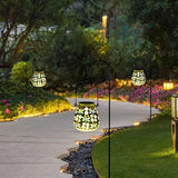 Stargarden Mosaic Solar Lanterns Outdoor Waterproof, Dragonfly Lanterns Decorative Outdoor, Glass Hanging Solar Lights Table Lamp for Yard, Garden Decor