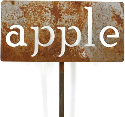 Classic Metal Garden Markers 19 Inches Tall (apple, Naturally Rusted)
