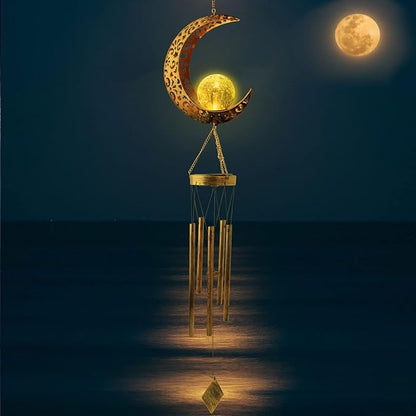 Outdoor Moon Light Wind Chimes, Mom Gift Moon Gifts, Mother Decor, Garden Gifts, Sympathy Wind Chimes Outdoor for mom, Grandma, Memorial Wind Chime.