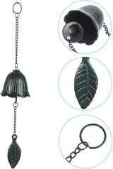 PATIKIL Japanese Wind Chime, Temple Bells Retro Outdoor Hanging Metal Iron Wind Chime for Outside Garden, Leaf, Green