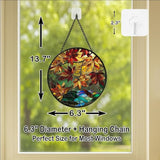 Autumn Leaves Stained Glass Window Hanging Panel – Nature Fall Suncatcher Wall Art for Home Window Decor and Gift