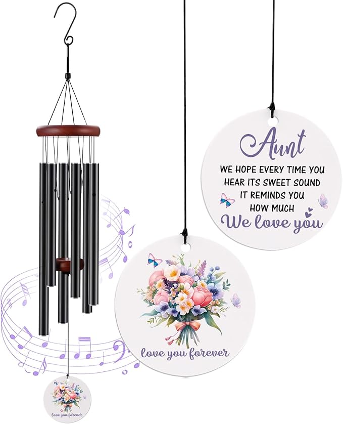 BeauGift Aunt Gifts, Wind Chimes Aunt Birthday Gifts from Niece Nephew, Mothers Day Windchime Gift, Home Decor Keepsake for Best Aunt