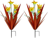Homight Metal Agave Plant Outdoor Decoration Lily Mexican Yard Art Garden Gift Home Decor Hand Painted Metal Agave Garden Yard Statue, Outdoor Lawn Ornaments(2 Big Yellow Lilies)