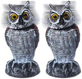 KKY 2 Packs Fake Plastic Owl Bird, Garden owl Statue,Can Repel Pigeons Away from The House, Garden, Pool. (Black 2pc)