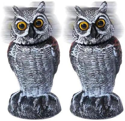 KKY 2 Packs Fake Plastic Owl Bird, Garden owl Statue,Can Repel Pigeons Away from The House, Garden, Pool. (Black 2pc)