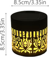 Decorative Solar Mandala Lights - Outdoor Metal Solar Powered Deck Step Wall Lights, Mandala Theme Waterproof Fence Mini Light for Garden Post Patio Backyard Yard Decor (Peony, Yellow)