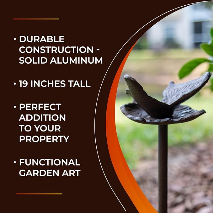 Carvers Olde Iron Decorative Garden Hose Guide Stake – 19" Solid Aluminum Heavy Duty Hose Protector for Landscaping, Flower Beds & Yard Edging - Butterfly