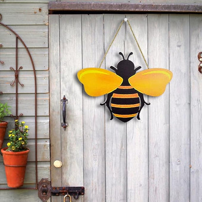 MACLARONX Wooden Bumble Bee Decor 12" Large Honey Bee Cutouts Wall Sign Crafts for Porch front door Home Patio Yard Garden Home Decorations