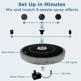 Solar Fountain for Bird Bath with Colorful LED Lights, Floating Solar Fountain, 3W Solar Powered Water Fountain Pump with Strong Spray & 5 Nozzles for Garden, Pond, Pool, 23 LED Lights