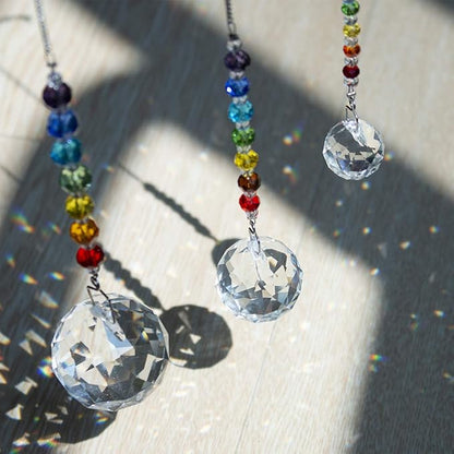 HDCRYSTALGIFTS Set 3 Crystal Prisms Suncatchers for Window Hanging Rainbow Maker Chakra Sun Catcher Indoor Window Christmas Decorations Memorial Sympathy Gifts for Loss of Loved One