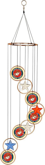 Red Carpet Studios Windchimes Patriotic Spiral Wind Chime Mobile, 23" Long, United States Marines