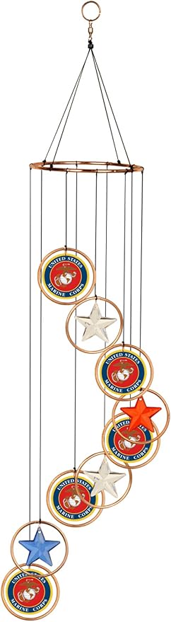 Red Carpet Studios Windchimes Patriotic Spiral Wind Chime Mobile, 23" Long, United States Marines