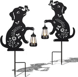 2Pack Solar Outdoor Garden Lights Stakes Solar Metal Flower Dog Lawn Deco Statue Patio, Outdoor Decor, Garden Decorations, Lawn Ornaments