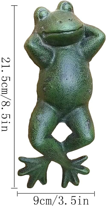 Cast Iron Lying Frog Statue Figurine Animal Decor,Decoration Ornaments for Home Garden,Green (Frog)