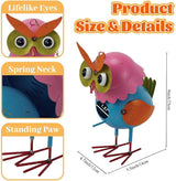 Metal Owl Garden Statues Yard Art Animal Sculpture Garden Figurines Outdoor Decor Lawn Ornaments Hanging Decorative Bird House for Outside