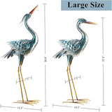 chisheen Large Garden Crane Statues Outdoor Sculptures, Metal Yard Art Heron Decor Standing for Indoor Outdoor Decor, Bird Statues for Patio Lawn Porch Decorations, Set of 2