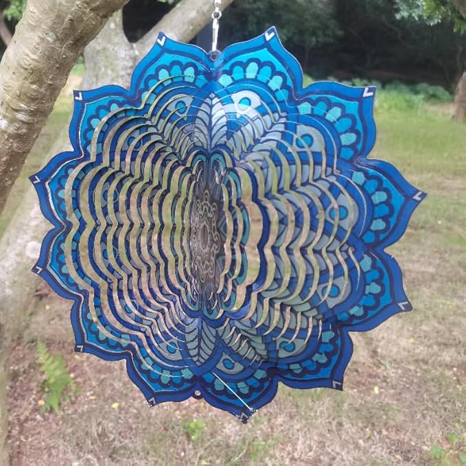 Hanging Wind Spinners Outdoor- Wind Spinner Outdoor Clearance,Mandala Flower Hanging Wind Spinner，Garden Decor,Spinners for Yard and Garden, (10 inch)